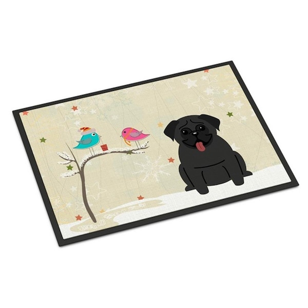Carolines Treasures Christmas Presents Between Friends Pug Black Indoor or Outdoor Mat, 24 x 0.25 x 36 in. BB2478JMAT - main